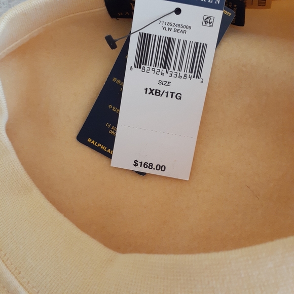 Polo Ralph Lauren Men's  1XB Yellow Summer Bear Crewneck Fleece Sweatshirt New - Picture 12 of 13